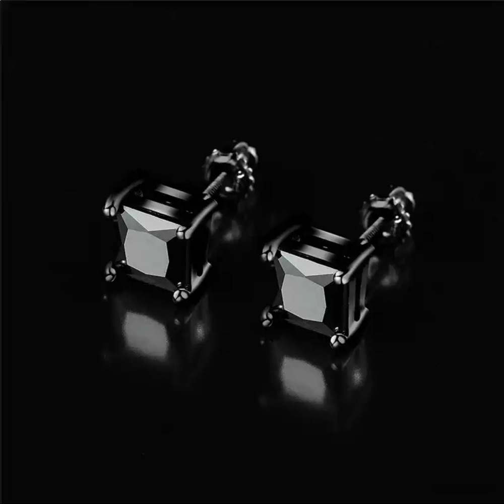New unisex luxury black stud earrings - Picture 5 of 5